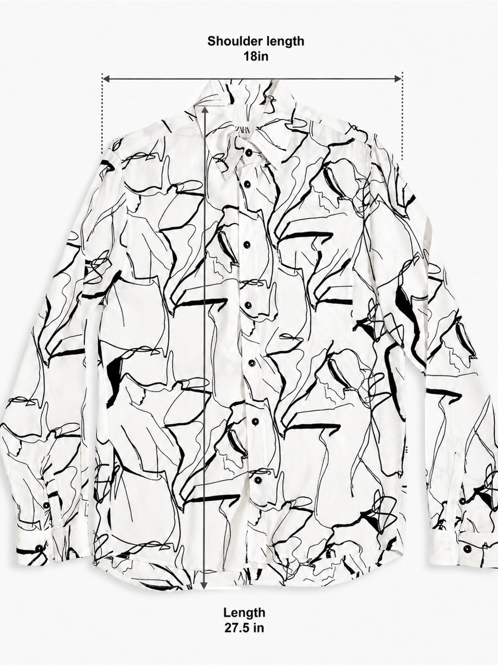 Men’s Zara Long-Sleeve Shirt Abstract Size Large (Runs a bit tight) - Picture 2 of 9